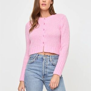 l*space Soft Pink Cropped Button Cardigan